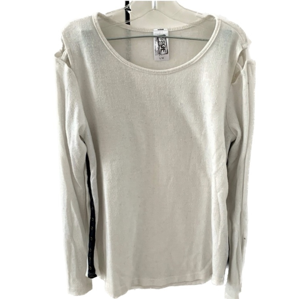 Erge Designers White Long Sleeve Shirt With Shoulder Cut Outs